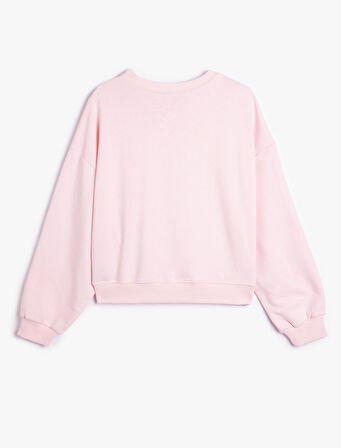 Üç İplik Bisiklet Yaka Uzun Kollu Oversize Sweatshirt