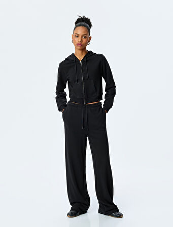 Pamuk Karışımlı Kapüşonlu Fermuarlı Sweatshirt