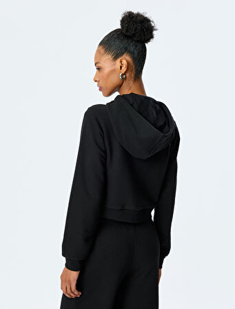 Pamuk Karışımlı Kapüşonlu Fermuarlı Sweatshirt