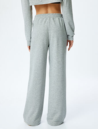 Asimetrik Bel Detaylı Nervürlü Geniş Paça Eşofman Altı