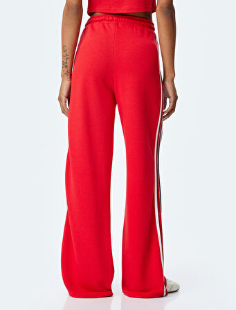 Beli Bağlamalı Yanları Şerit Detaylı Geniş Paça Eşofman Altı