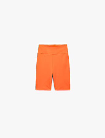 Yüksek Bel Slim Fit Biker Spor Tayt