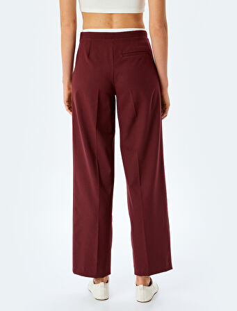 Çift Bel Detaylı Cepli Geniş Paça Baggy Kumaş Pantolon