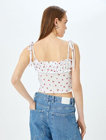 Fırfır Detaylı İp Askılı Slim Fit Atlet