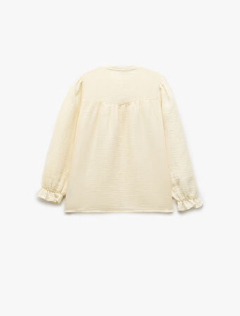 Uzun Kollu Bisiklet Yaka Düğmeli Pamuklu Gömlek