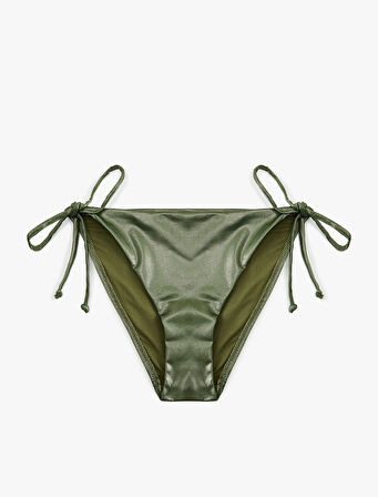 Astarlı Biyeli Yanları İpli Parlak Bikini Altı
