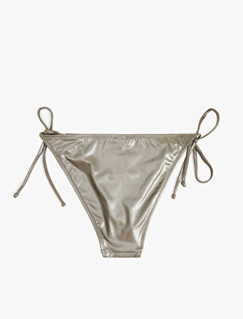 Astarlı Biyeli Yanları İpli Parlak Bikini Altı