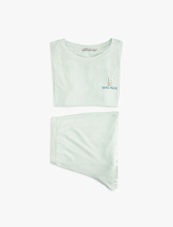 Kaşkorse Modal Kumaş Kısa Kollu Şortlu Pijama Takımı