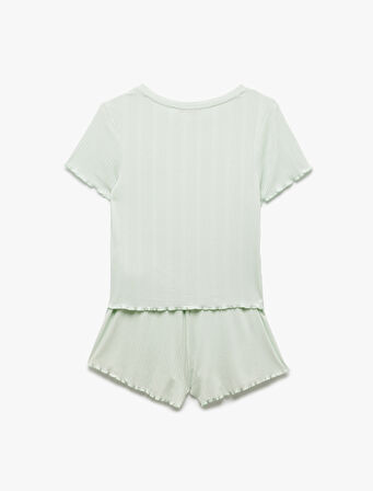 Kaşkorse Modal Kumaş Kısa Kollu Şortlu Pijama Takımı