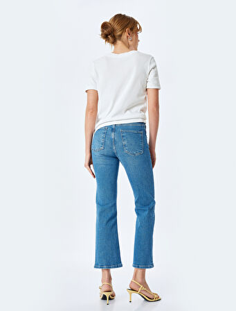 Yüksek Bel İspanyol Paça Denim Pantolon - Kick Flare Jeans
