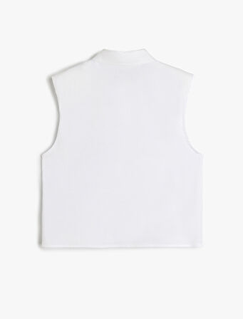 Regular Fit Pamuk Karışımlı Kolsuz Vatkalı Taşlı Gömlek