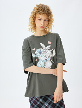 Disney Lisanslı Stitch Baskılı Kısa Kollu Tişört