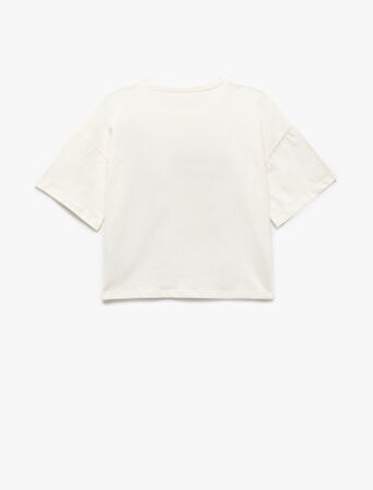 Pamuklu Ananas Baskılı Bisiklet Yaka Kısa Kollu Tişört