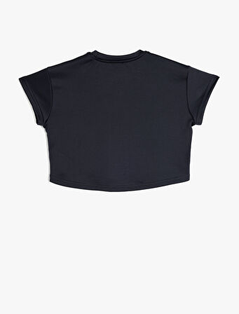 Bisiklet Yaka Kısa Kollu Viskon Karışımlı Tişört