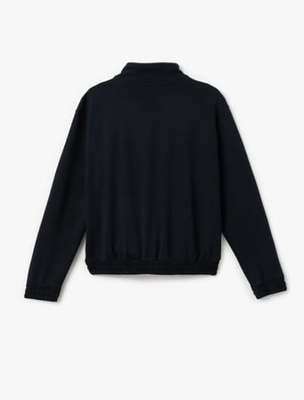 Uzun Kollu Rahat Kalıp Fermuarlı Dik Yaka Sweatshirt