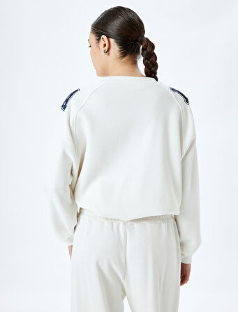 Kolej Baskılı Uzun Kollu Oversize V Yaka Sweatshirt