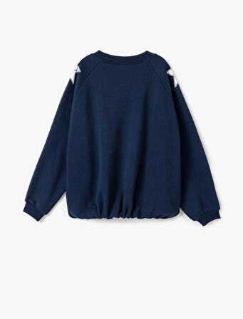 Kolej Baskılı Uzun Kollu Oversize V Yaka Sweatshirt