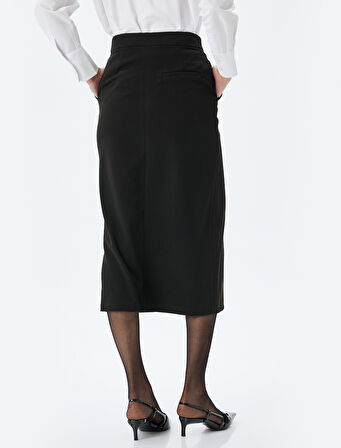 Kruvaze Midi Boy Cepli Etek