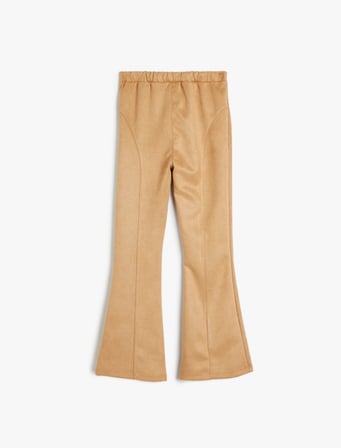 Standart Bel Slim Fit Suni Süet İspanyol Paça Pantolon