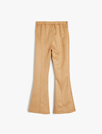 Standart Bel Slim Fit Suni Süet İspanyol Paça Pantolon