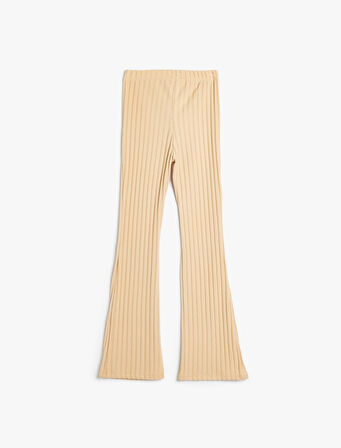 İspanyol Paça Pantolon Ribanalı Viskon Karışımlı