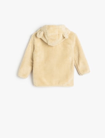 Kapşonlu Fermuar Kapamalı Uzun Kollu Polar Sweatshirt