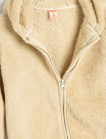 Kapşonlu Fermuar Kapamalı Uzun Kollu Polar Sweatshirt