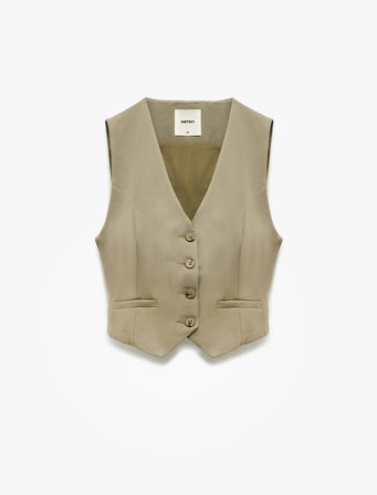 Modal Karışımlı Astarlı Slim Fit V Yaka Düğmeli Blazer Yelek