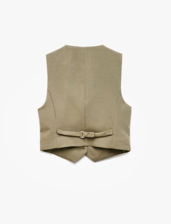 Modal Karışımlı Astarlı Slim Fit V Yaka Düğmeli Blazer Yelek