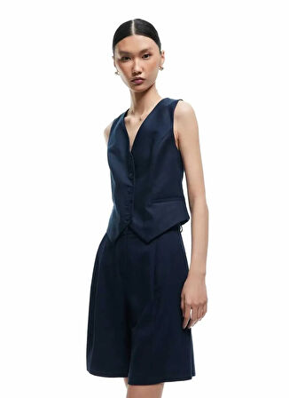 Koton Orta Bel Regular Fit Lacivert Kadın Şort 5SAK40287PW