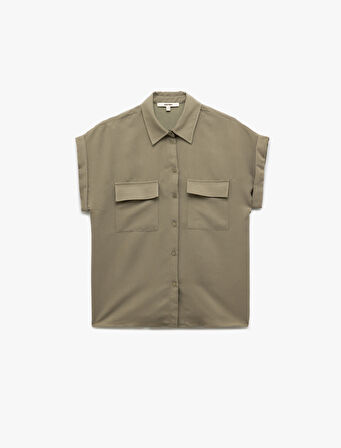 Modal Kumaş Kısa Kollu Klasik Yaka Cep Detaylı Gömlek