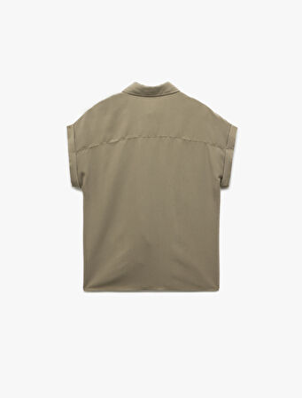 Modal Kumaş Kısa Kollu Klasik Yaka Cep Detaylı Gömlek