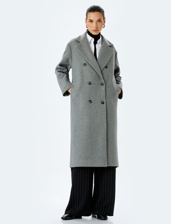 Cepli Uzun Kruvaze Oversize Kaşe Kaban