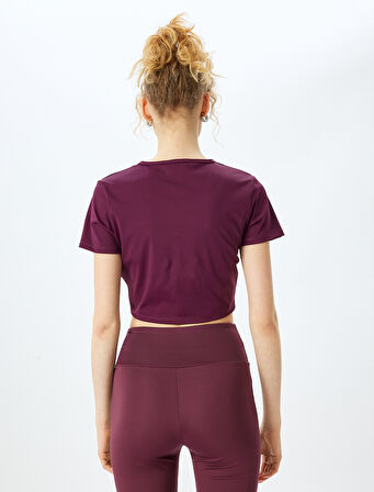 Slim Fit Kısa Kollu Crop Basic Spor Tişört