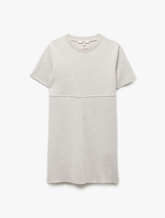 Regular Fit Bisiklet Yaka Kısa Kollu Mini Elbise