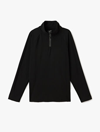 Uzun Kollu Yarım Fermuarlı Dik Yaka Spor Sweatshirt