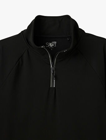 Uzun Kollu Yarım Fermuarlı Dik Yaka Spor Sweatshirt