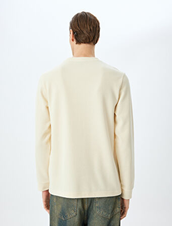 Pamuk Karışımlı Basic Bisiklet Yaka Sweatshirt