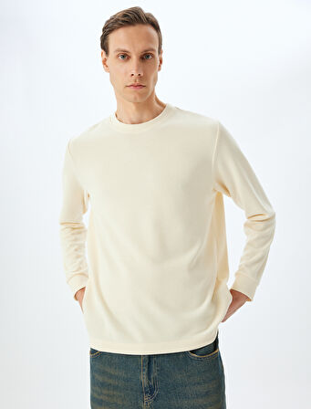 Pamuk Karışımlı Basic Bisiklet Yaka Sweatshirt