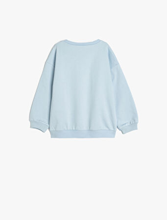 Pamuklu Uzun Kollu Slogan Baskılı Sweatshirt