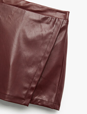 Suni Deri Şort Etek