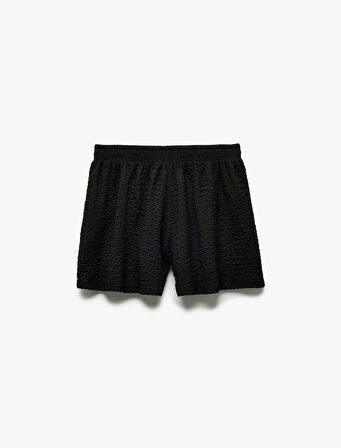 Regular Fit Beli Lastikli Dokulu Mini Şort