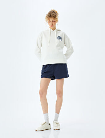 Şardonlu Arkası Baskılı Kapüşonlu Oversize Uzun Kollu Sweatshirt