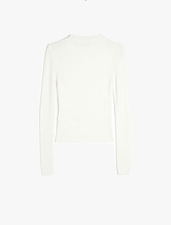 Hafif Dik Yaka Uzun Kollu Yün Karışımlı Basic Triko Kazak