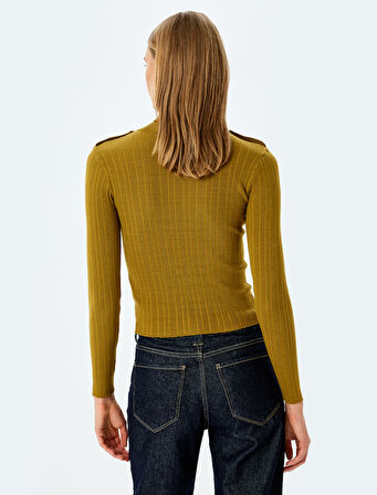 Apolet Detaylı Balıkçı Yaka Uzun Kollu Triko Kazak