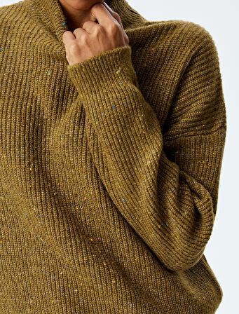 Oversize Balıkçı Yaka Triko Kazak