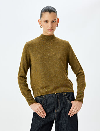 Dik Yaka Uzun Kollu Basic Triko Kazak