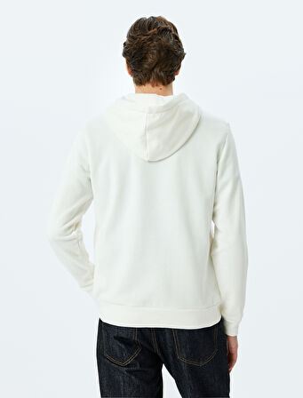 Kapşonlu Pamuk Karışımlı Yarım Fermuarlı Sweatshirt
