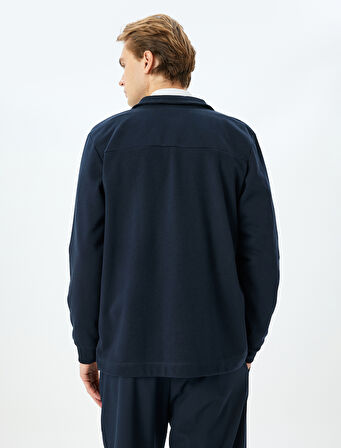 Regular Fit Pamuk Karışımlı Uzun Kollu Basic Fermuarlı Sweatshirt