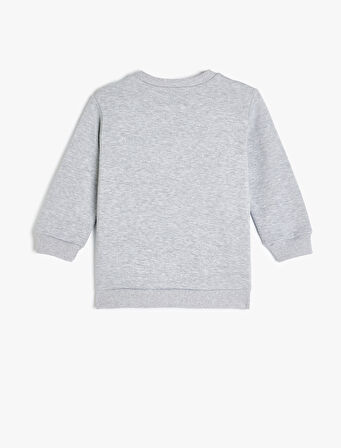 Araba Baskılı Bisiklet Yaka Uzun Kollu Sweatshirt